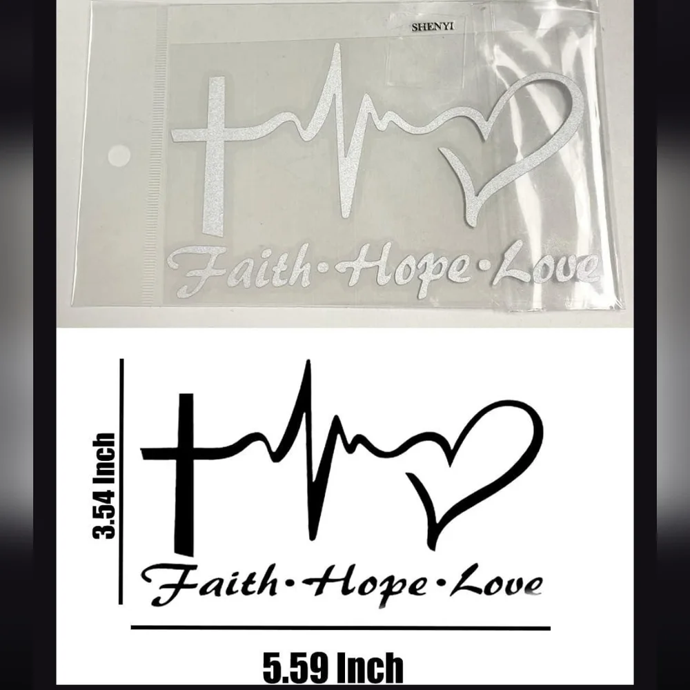 Faith Cross Hope Heartbeat Love Heart Vinyl Graphic Auto Laptop‎ Decal Sticker